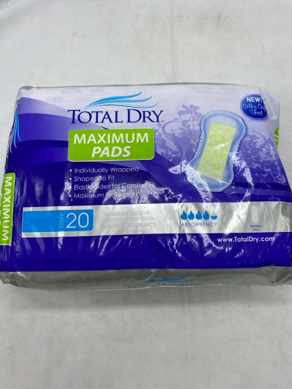Photo 3 of Total Dry Maximum Pads (20 Count) (Medium Pads) NEW
