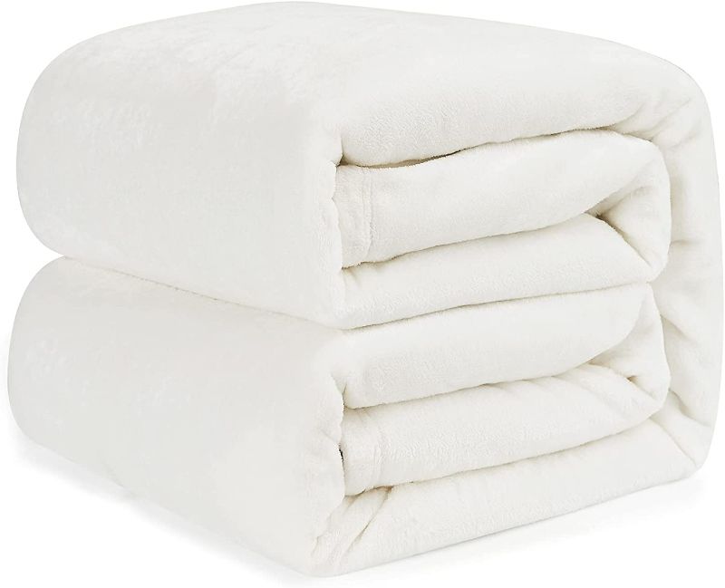 Photo 1 of EHEYCIGA Fleece Blanket Throw Size Flannel Blanket Couch Off White Microfiber Soft Cozy Lightweight Luxury Bed Blanket NEW 