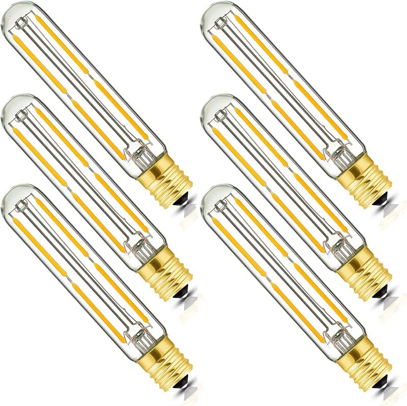 Photo 1 of E17 T6.5 LED Tubular Filament Bulb,Dimmable 4W Led Tube Bulbs, 500lm, 2700K Warm White, 40 Watt Incandescent Bulb Equivalent, for Exit Sign Light, Refrigerator, Freezer, 6 Pack. New 