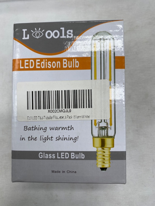 Photo 3 of E17 T6.5 LED Tubular Filament Bulb,Dimmable 4W Led Tube Bulbs, 500lm, 2700K Warm White, 40 Watt Incandescent Bulb Equivalent, for Exit Sign Light, Refrigerator, Freezer, 6 Pack. New 