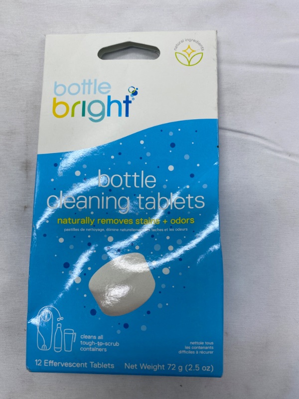 Photo 4 of Bottle Bright (12 Tablets) - Cleaning Tablets for Water Bottle, Container & Hydration Pack - Fresh and Clear - Safe and Free of Harmful Ingredients NEW 
