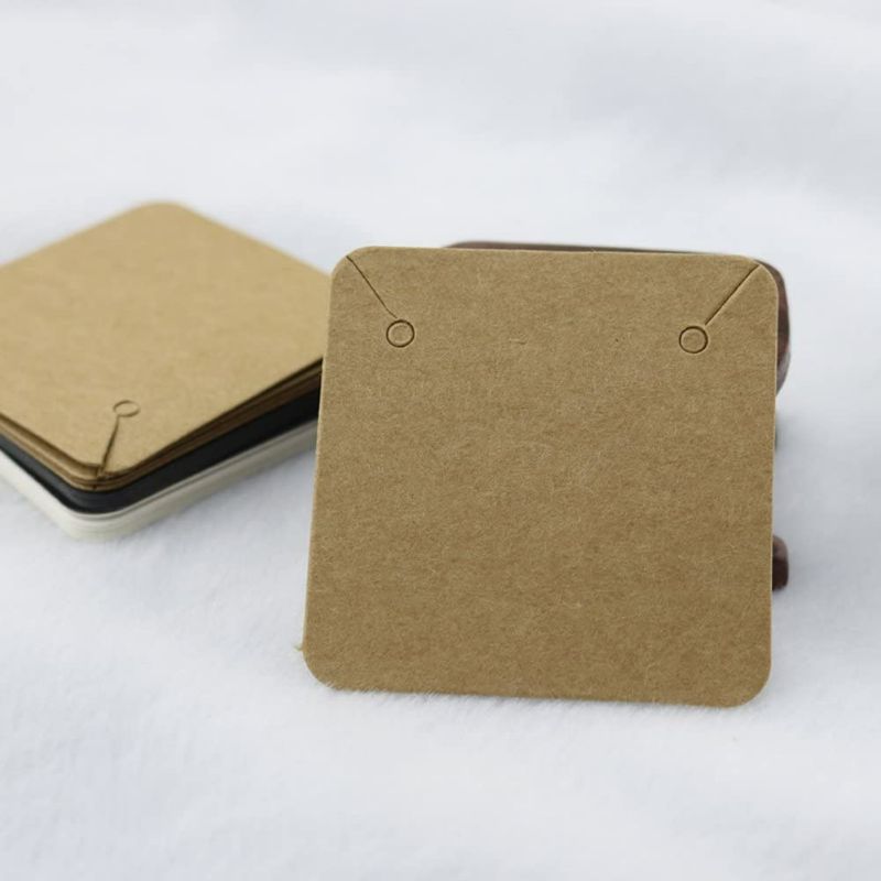 Photo 2 of HugeDE 200 Pcs Square Blank Kraft Paper Necklace Display Cards Jewelry Bracelet Display Cards Brown