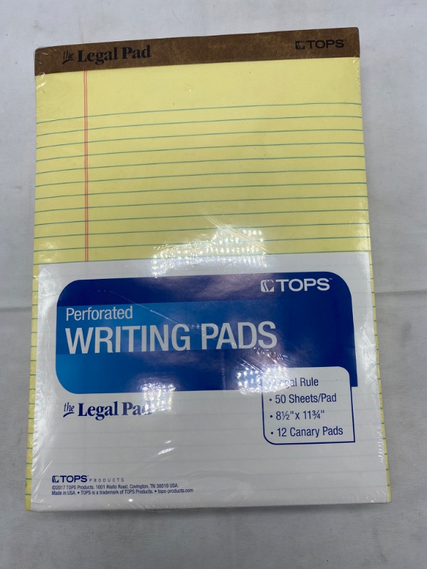 Photo 3 of TOPS The Legal Pad Writing Pads, 8-1/2" x 11-3/4", Canary Paper, Legal Rule, 50 Sheets, 12 Pack (7532) NEW 