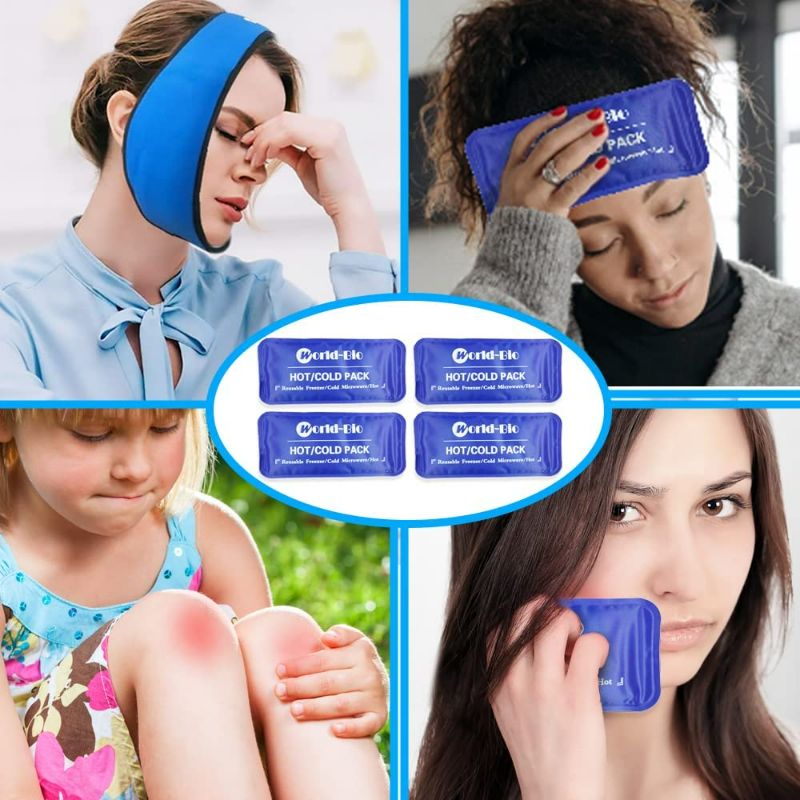 Photo 2 of Face Ice Pack Wrap Jaw Pain Relief Wrap for TMJ, Wisdom Teeth, Head and Chin, 4 Reusable Hot Cold Compress Gel Packs for Face Swelling, Injuries, Oral and Facial Surgery, Dental Implants and Migraine NEW 