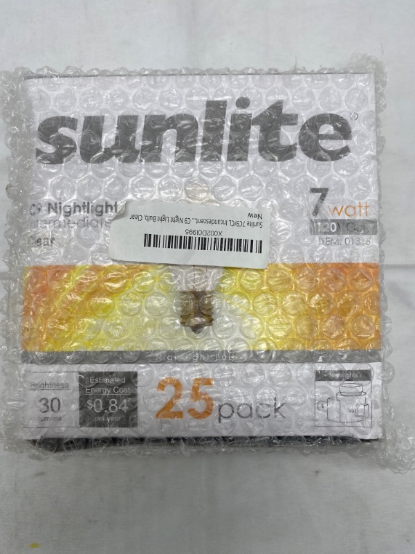 Photo 2 of Sunlite 7C9/CL Incandescent 7-Watt, Intermediate Based, C9 Night Light Bulb, Clear NEW 