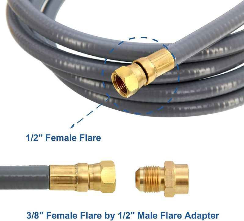 Photo 3 of 24 Feet Natural Gas Hose with Quick Connect Fitting for BBQ, Grill, Pizza Oven, Patio Heater and More NG Appliance, Propane to Natural Gas Conversion Kit -  NEW 