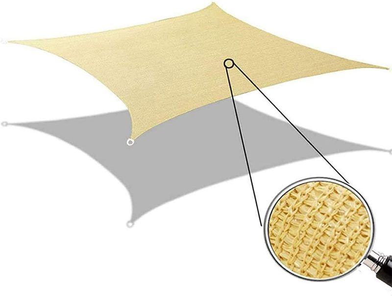 Photo 1 of MIYA Sun Shade Sail - Rectangle (Unknown Dimension) UV Block Shade Cloth - Permeable Canopy Pergolas Top Cover - Water & Air Permeable Awning for Outdoor Patio Garden Sand Color - 5 Years Warranty NEW 