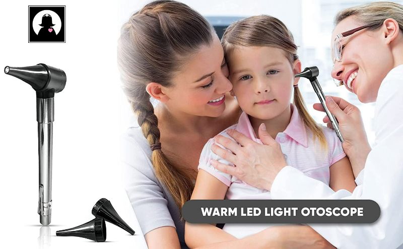 Photo 2 of Third Generation Dr Mom Slimline Stainless LED Pocket Otoscope with Soft White Natural Hue Light Spectrum in Clamshell Packaging NEW 