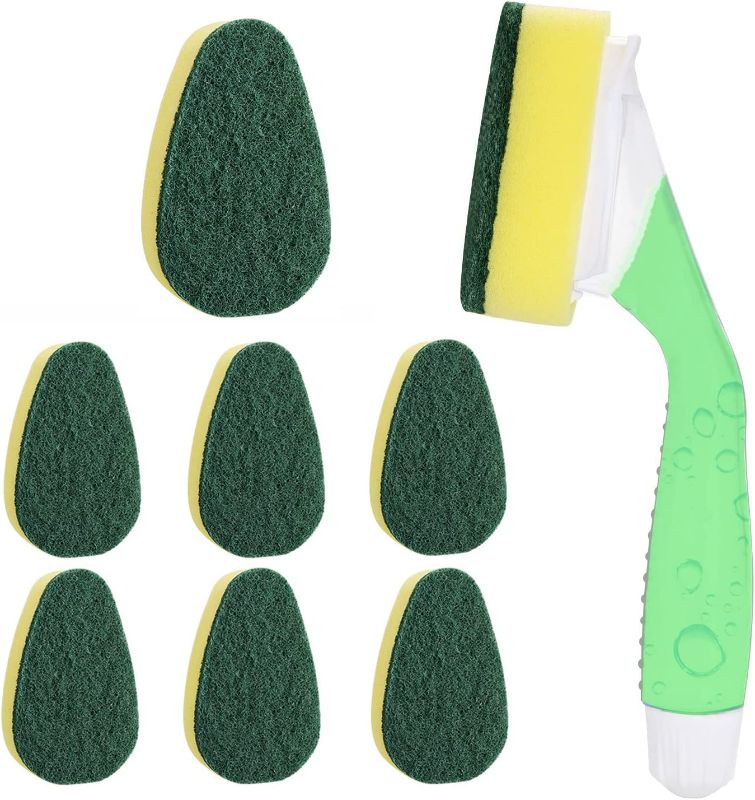 Photo 1 of Dish Wand with 7Pack Replacement Dish Wand Sponges,Not Easy Leak Dishwand and Long Lasting Replacement Sponge Heads,Dish Brush Pads Kitchen Cleaning Sets NEW 