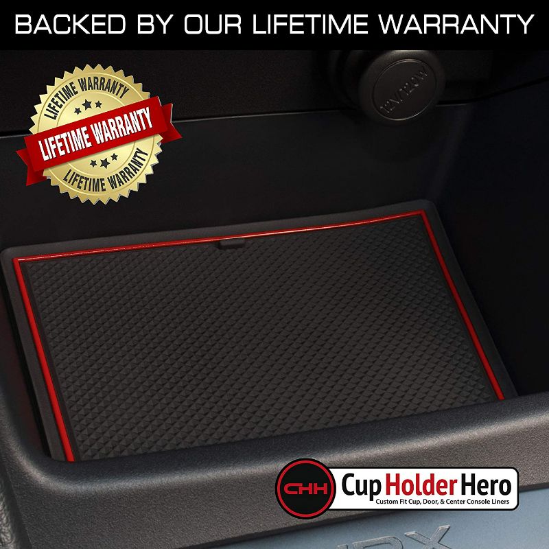 Photo 3 of CupHolderHero fits Subaru WRX Accessories 2015-2021 Interior Non-Slip Anti Dust Cup Holder Inserts, Center Console Liner Mats, Door Pocket Liners (Manual Parking Brake) (Red Trim)