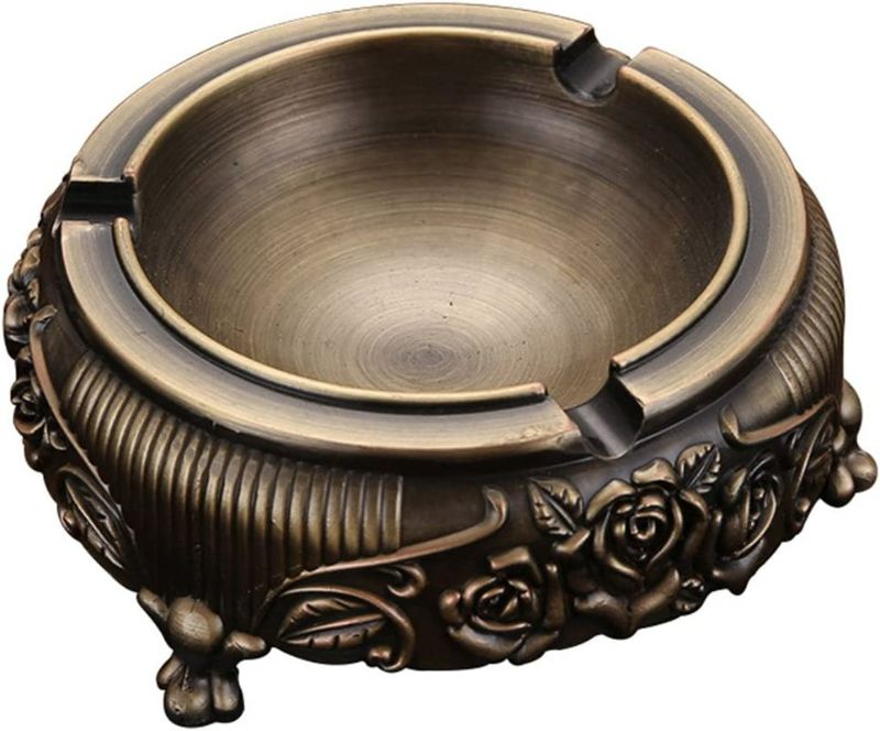 Photo 1 of Feximzl Vintage Metal Ashtray with Embossed Flower for Outdoor & Indoor Use NEW 