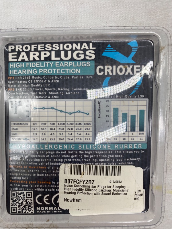 Photo 2 of Crioxen Noise Cancelling Ear Plugs for Sleeping - High Fidelity Silicone Earplug NEW 