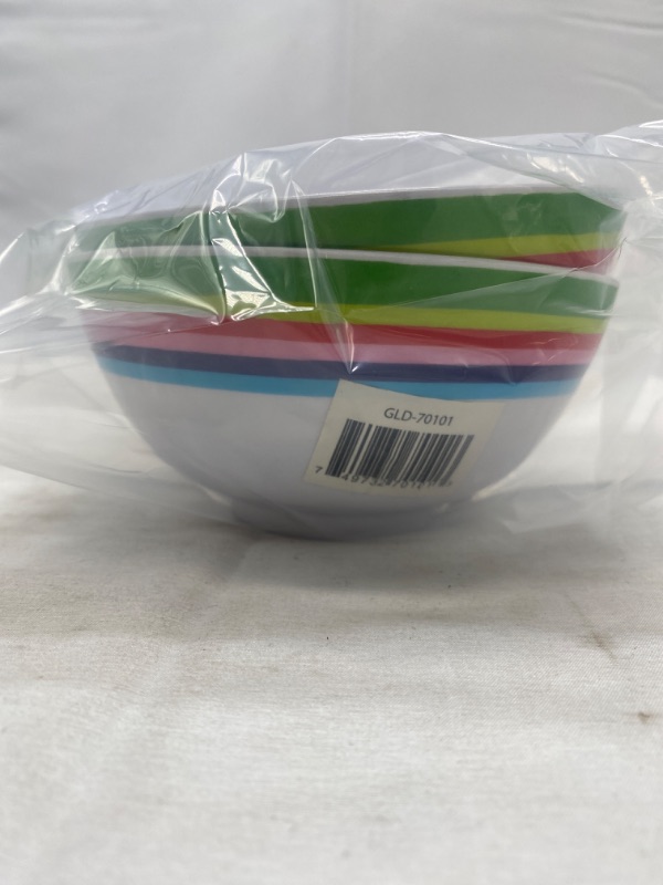 Photo 1 of Glad Small Round Strip Color Bowls (2-Pack) NEW 