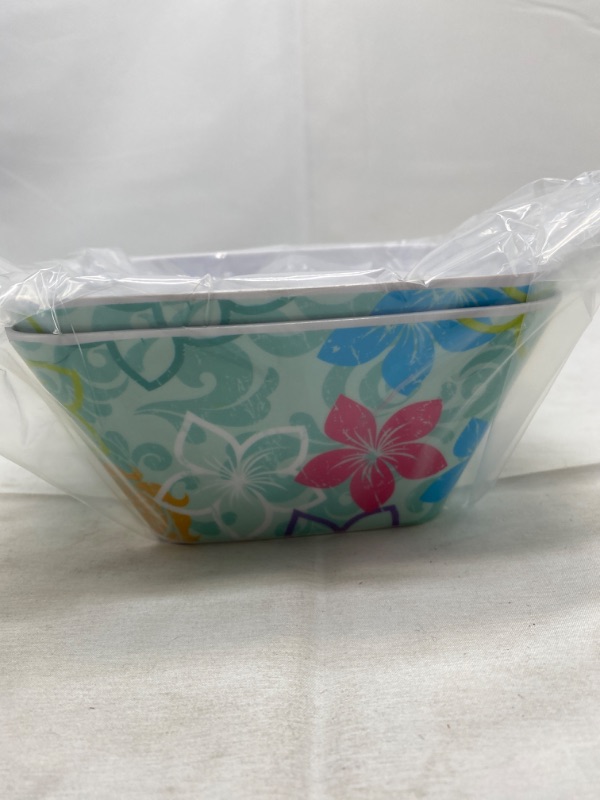 Photo 1 of Glad Small Rectangle Flower Prints Bowls (2-Pack) NEW 