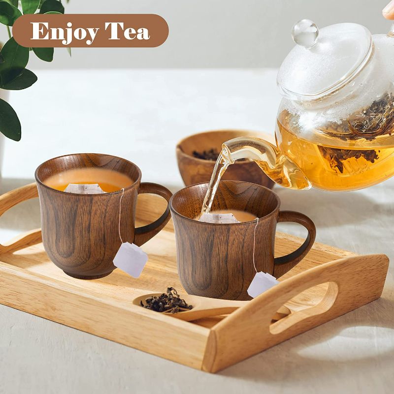 Photo 3 of 2 Pieces Wooden Tea Cup Jujube-Wood Coffee Mug Desk Cup With Handle Natural Solid Wood Mug Handmade Drinkware Cup for Drinking Tea Coffee Wine Beer Hot Drinks Decoration NEW 