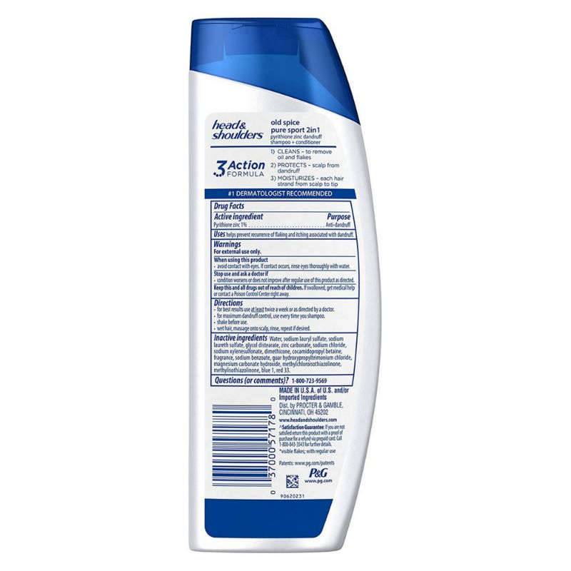 Photo 2 of Head and Shoulders Old Spice Pure Sport 2-in-1 Anti-Dandruff Shampoo + Conditioner, 13.7 fl oz (3-Pack) NEW 