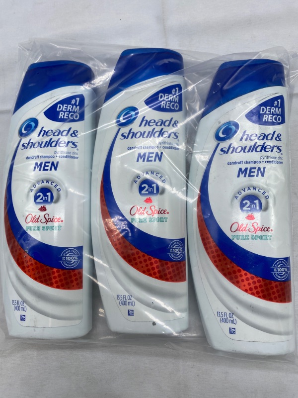 Photo 3 of Head and Shoulders Old Spice Pure Sport 2-in-1 Anti-Dandruff Shampoo + Conditioner, 13.7 fl oz (3-Pack) NEW 