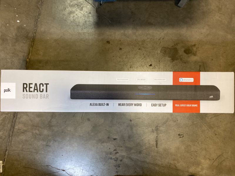Photo 1 of Polk Audio React Sound Bar, Dolby & DTS Virtual Surround Sound, Next Gen Alexa Voice Engine with Calling & Messaging Built-in, Expandable to 5.1 with Matching React Subwoofer & SR2 Surround Speakers NEW 