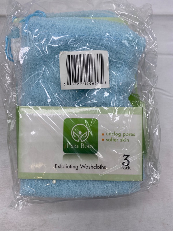 Photo 1 of Exfoliating Body Scrubber, Back Scrubber for Shower and Exfoliating Cloth, 3 Pack NEW 