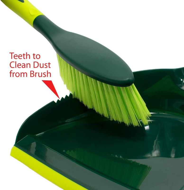 Photo 3 of Pine-Sol Mini Dustpan and Brush Set | Nesting Snap-On Design | Portable, Compact Dust Pan and Hand Broom for Cleaning with Rubber Grip Edge, Green NEW 