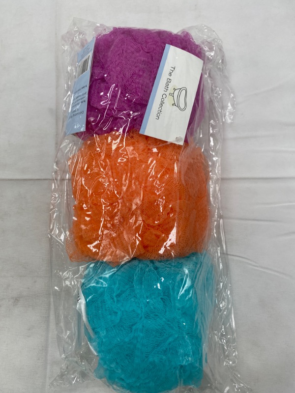 Photo 1 of  Bath Shower Loofah Sponge (Assorted Colors)Pouf Body Wash Scrubber  (Set of 3) NEW 