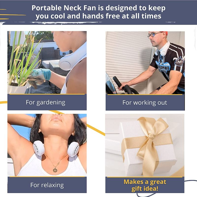 Photo 2 of Portable Neck Fan - Personal Neck Fan for Portable Cold Air - Battery Operated & USB Neck Fans Portable Rechargeable for Travel, Outdoors and More - Bladeless Design - Wearable Cooling Fan NEW 