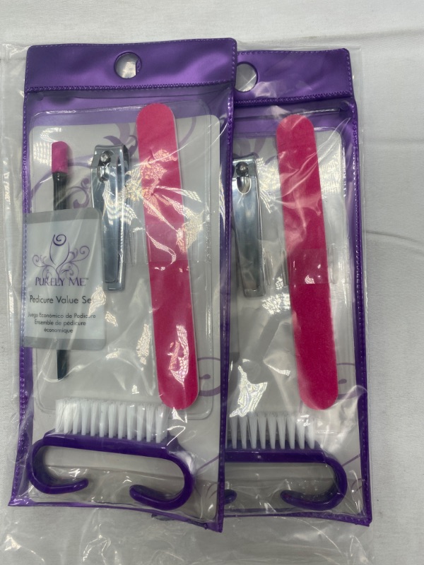 Photo 1 of Purely Me Pedicure Value Set Nail Clipper, Salon File, Cuticle Pusher, Nail Brush (2-Pack) New 