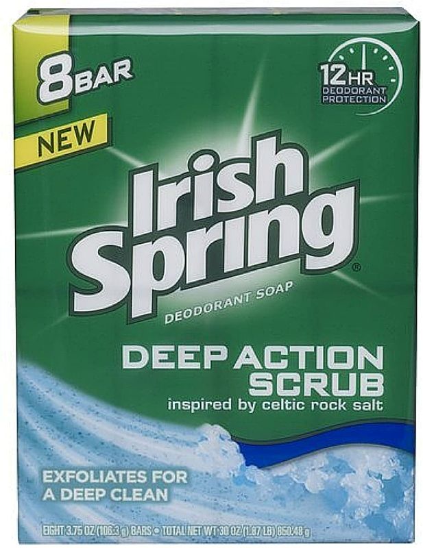 Photo 1 of Irish Spring Deodorant Soap Bars Deep Action Scrub with Scrubbing Beads, 3.75 Ounce 8 Count Pack of 2 NEW 