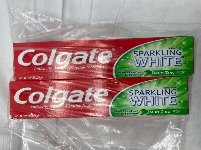 Photo 2 of Colgate Sparkling White Mint Zing Toothpaste with Baking Soda ~ 8oz Tubes (2 Pack) NEW 