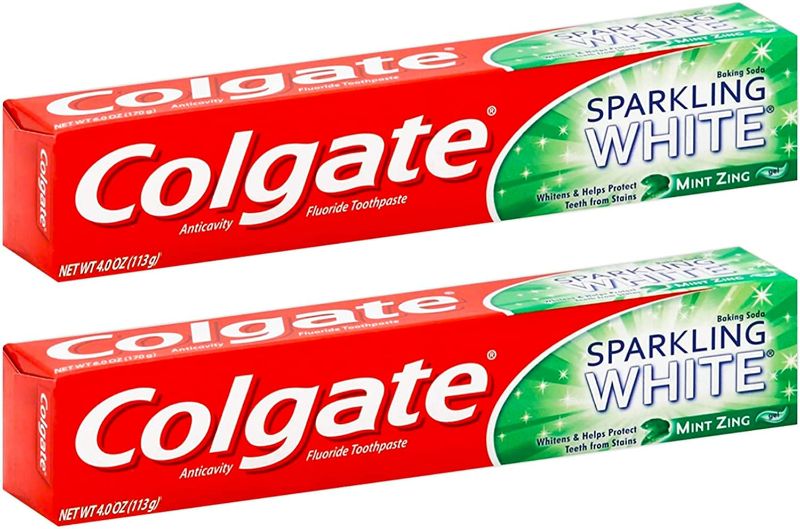 Photo 1 of Colgate Sparkling White Mint Zing Toothpaste with Baking Soda ~ 8oz Tubes (2 Pack) NEW 
