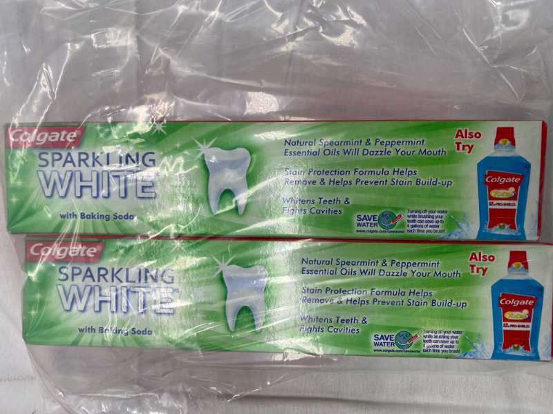 Photo 3 of Colgate Sparkling White Mint Zing Toothpaste with Baking Soda ~ 8oz Tubes (2 Pack) NEW 