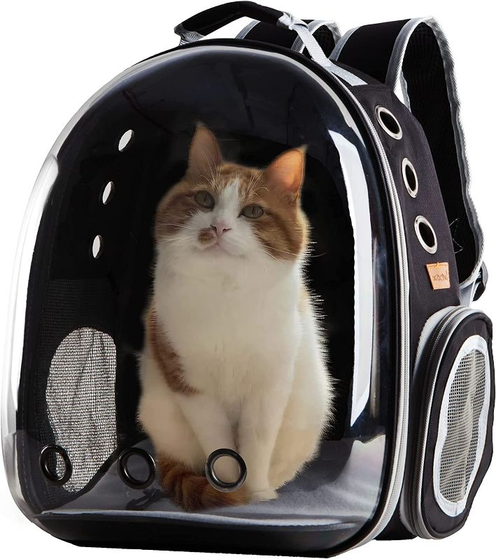 Photo 1 of Cat Backpack Carrier Bubble Bag, Transparent Space Capsule Pet Carrier Dog Hiking Backpack, Small Dog Backpack Carrier for Cats Puppies Airline Approved Travel Carrier Outdoor Use Black NEW 