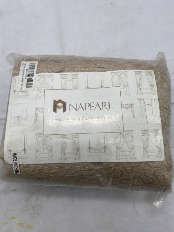 Photo 3 of NAPEARL Damask Curtains for Living Room, Gothic Jacquard Curtain Drapes with Floral Patterns, Beige Curtains for Bedroom 96 Inch Length, NEW 