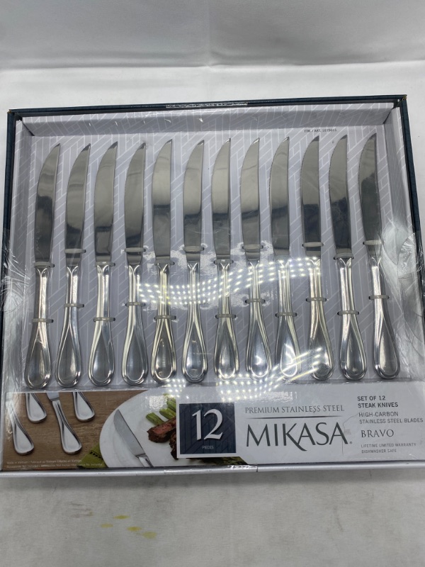 Photo 4 of Mikasa Bravo Premium Stainless Steel Steak Knife, Silver (Set of 12) NEW 