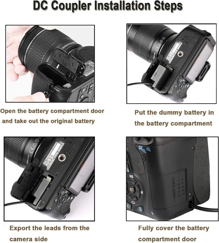 Photo 3 of TKDY ACK-E10 Continuous Power Supply LP-E10 T7 Dummy Battery DR-E10 DC Coupler Kit for Canon EOS Rebel T7 T6 T5 T3, Kiss X50 X70 X80 X90, EOS 1100D 1200D 1300D 1500D 2000D DSLR Cameras. NEW 