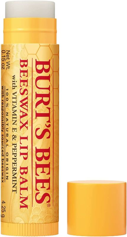 Photo 1 of Burt's Bees 100% Natural Origin Moisturizing Lip Balm, Original Beeswax with Vitamin E & Peppermint Oil, Pack of 12  NEW 