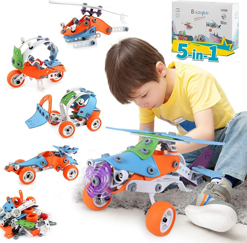 Photo 1 of LAYKEN STEM Learning Toys for 6-12 Years Old Boys&Girls, Educational Engineering Construction Toy Set, DIY Building Models(5in1) Toy Kit, Building NEW 