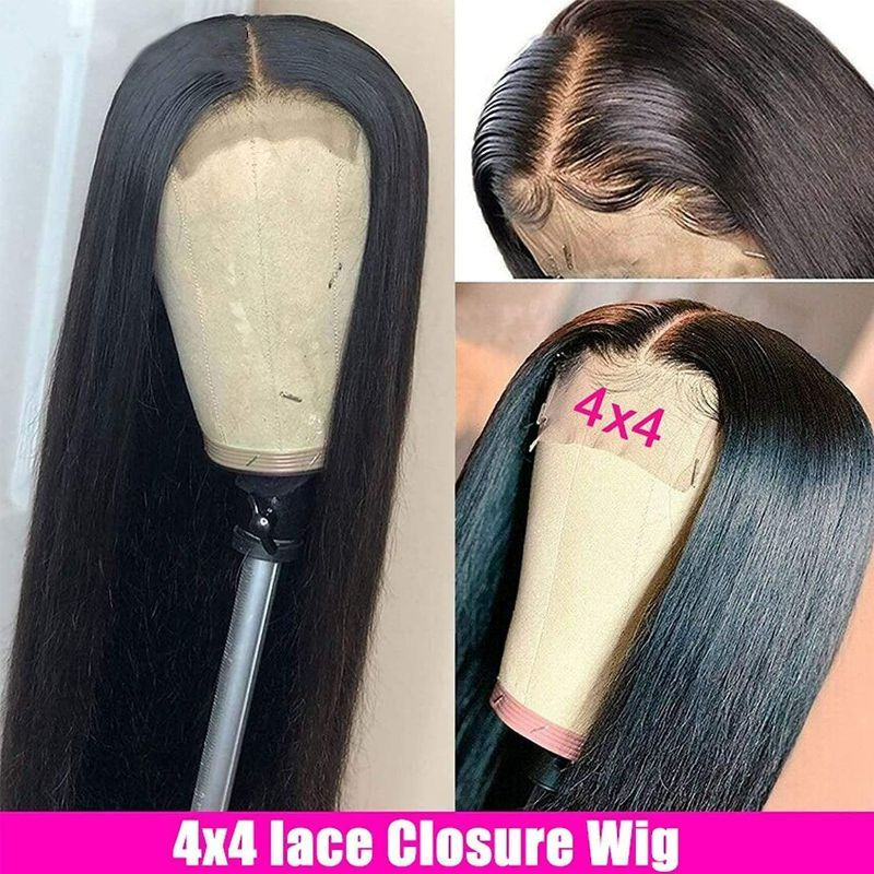Photo 2 of PNEX Wigs for Black Women Human HairPre Plucked Straight Hair Lace Front Wigs with 2 Bandanas 