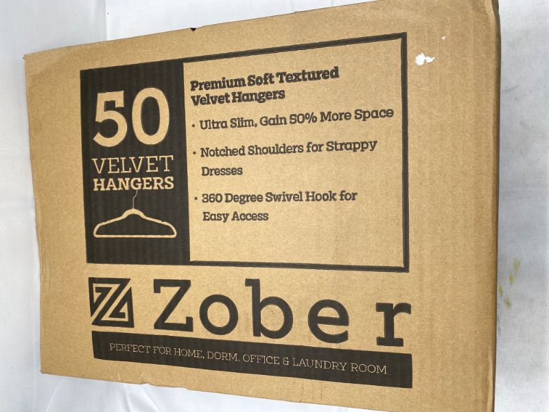 Photo 3 of Zober Premium Velvet Hangers - Non-Slip, Durable, Space Saving Clothes Hangers for Closet w/ 360 Degree Chrome Swivel Hook - Coat Hangers Hold up to 10 Lbs - 50 Pack - Black NEW 
