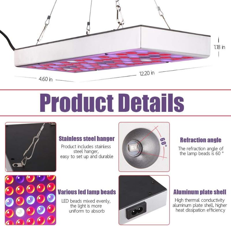 Photo 3 of 1 Pack LED Grow Light for Indoor Plants Sunlike Full Spectrum Panel Grow Lamp with IR & UV Plant Lights for Seedling Vegetable and Flower NEW 