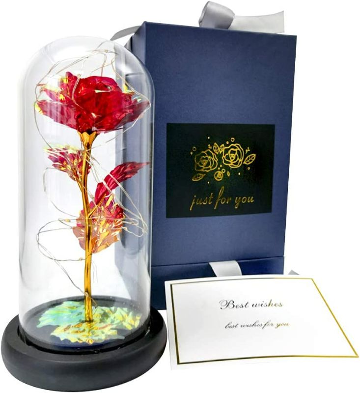 Photo 1 of TangTown Lasts Forever in A Glass Dome for Mothers Gifts,Birthday Gifts,Artificial Flower Rose,Beauty and The Beast Rose,Valentine's Day Gifts for Friends Female,Wedding Anniversary, Wedding Souvenir NEW 