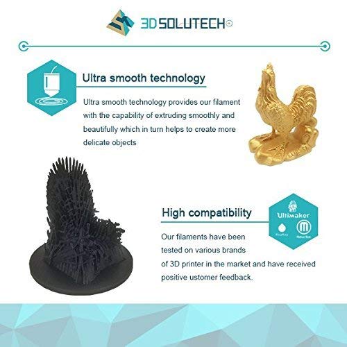 Photo 3 of 3D Solutech Real Black 3D Printer Premium PLA Filament 1.75MM Filament, Dimensional Accuracy +/- 0.03 mm, 2.2 LBS (1.0KG), PREPLABLACK NEW 
