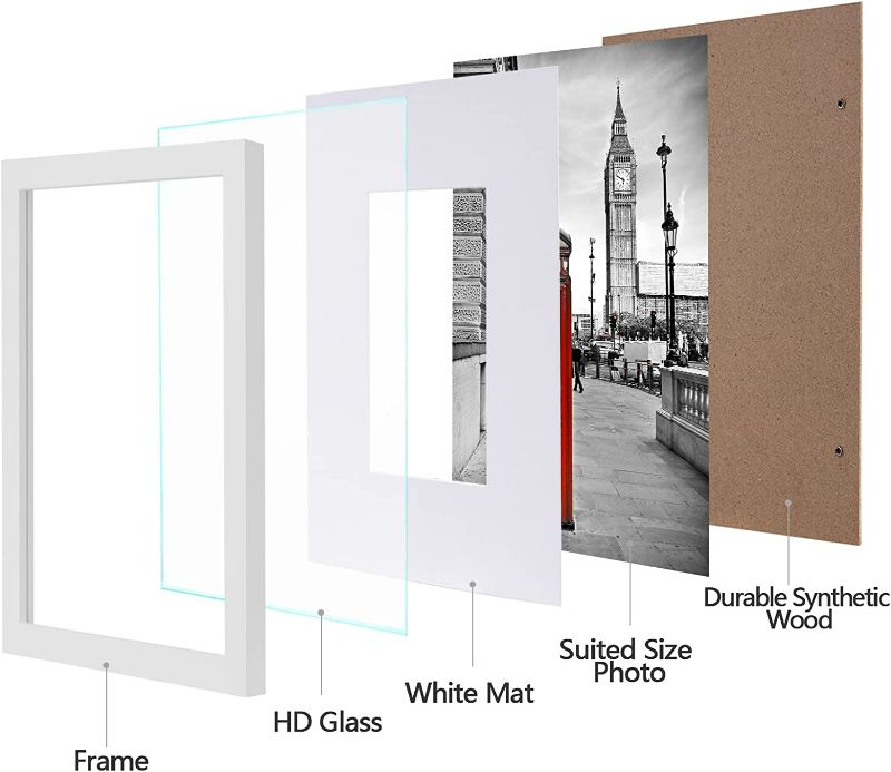 Photo 2 of  8x10 Picture Frame 4 Pack with Mats, Made of Solid Wood and Heat Strengthened Glass NEW 