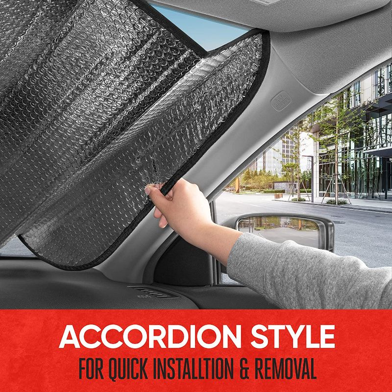 Photo 3 of Front Windshield Sun Shade - Accordion Folding Auto Sunshade for Car Truck SUV - Blocks UV Rays Sun Visor Protector - Keeps Your Vehicle Cool NEW 