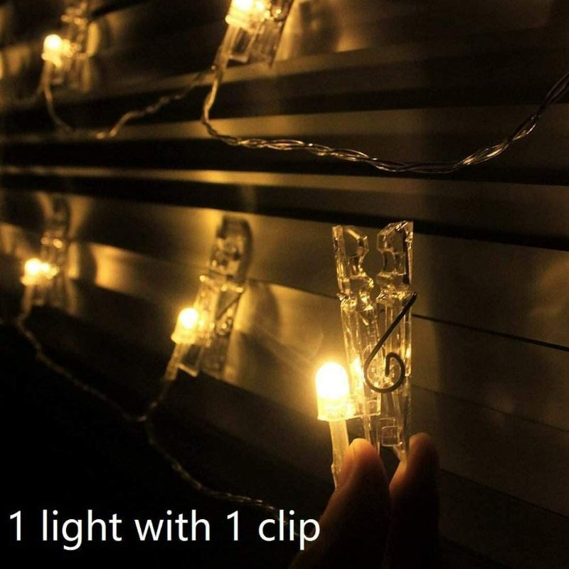 Photo 2 of Photo Clip String Lights LED Battery Operated Starry Fairy Copper String Lights with Clips Warm White for Pictures Bedroom Wall Patio Halloween Thanksgiving Christmas Party Wedding Décor NEW 