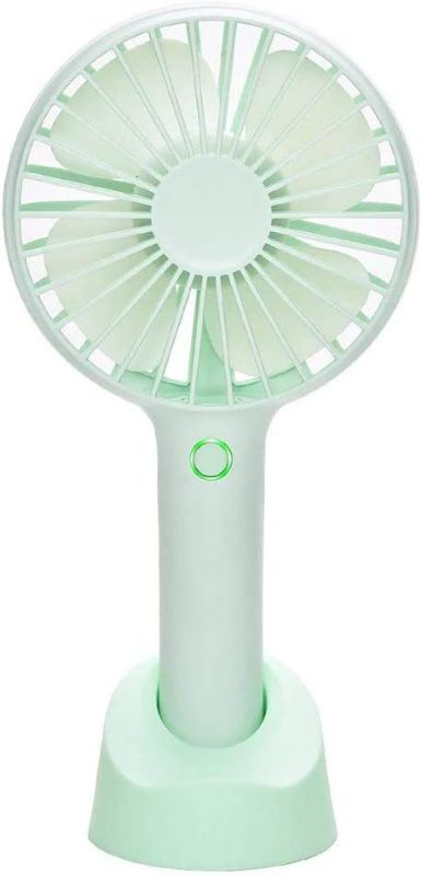 Photo 1 of Mini Handheld Fan Portable , USB Rechargeable Battery Powered Fan with Base, 4 Modes for Home Office Bedroom and Outdoor travel(Green) NEW 