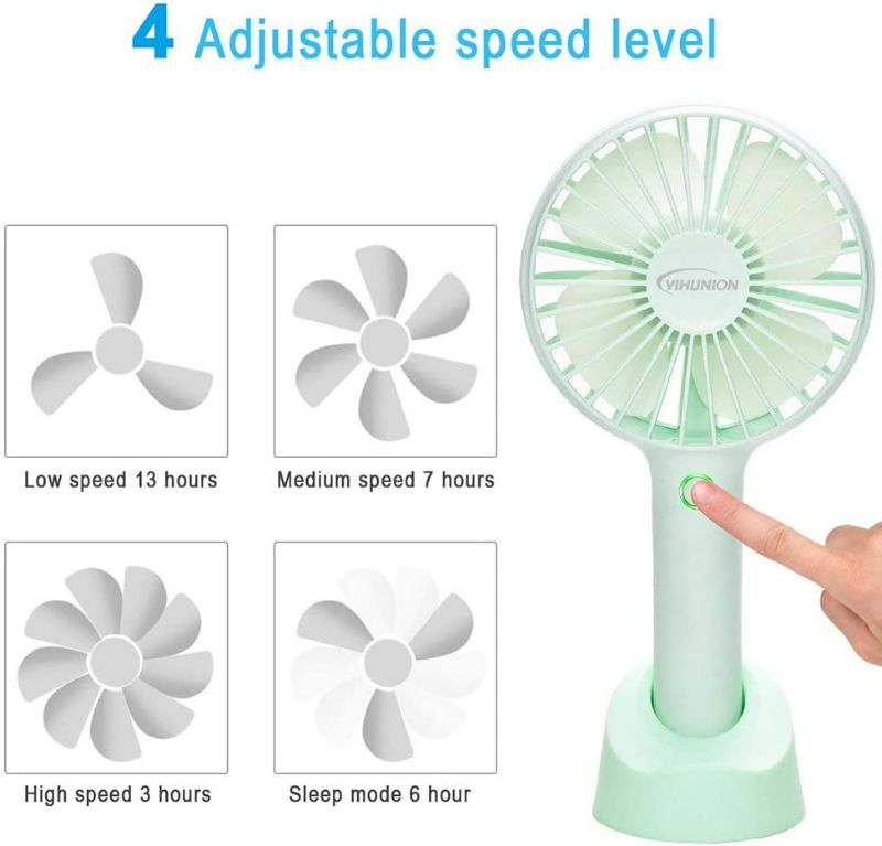 Photo 2 of Mini Handheld Fan Portable , USB Rechargeable Battery Powered Fan with Base, 4 Modes for Home Office Bedroom and Outdoor travel(Green) NEW 