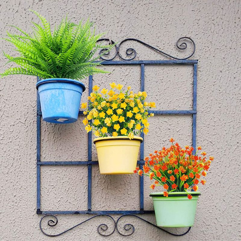 Photo 3 of Camlinbo 15 Bundle Artificial Flowers Outdoor Spring Summer Decorations Artificial Boston Fern UV Resistant Fake Plants Faux Plastic Flowers for Home Garden Outside Porch Decor Hanging Planters(Mixed) NEW 