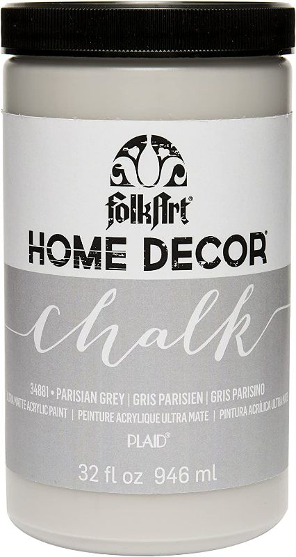 Photo 1 of FolkArt Home Decor Chalk Furniture & Craft Paint in Assorted Colors, 32 ounce, Parisian Grey NEW 