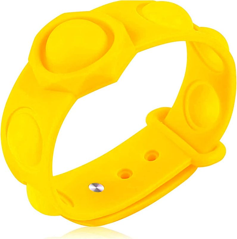 Photo 1 of HUOFSE Fidget Bracelet Toys, Wearable Bubble Sensory Fidget Poppers - Stress Relief for Kids Adults, Funny Silicone Wristband Toy (Yellow)